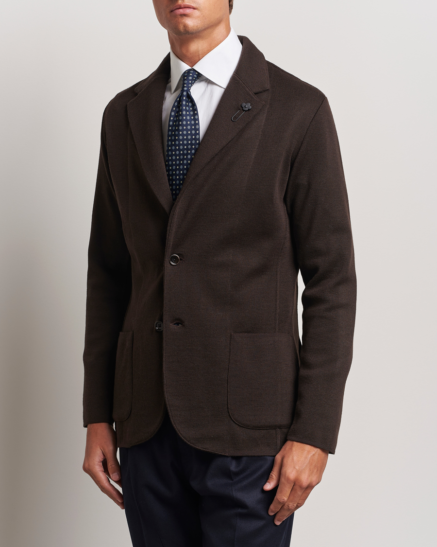 Homme | Blazers | Lardini | Knitted Wool Blazer Brown