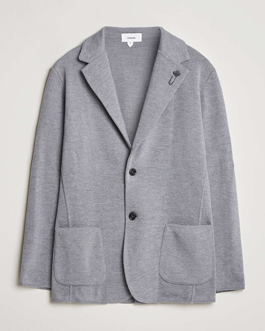 Homme | Blazers | Lardini | Knitted Wool Blazer Grey