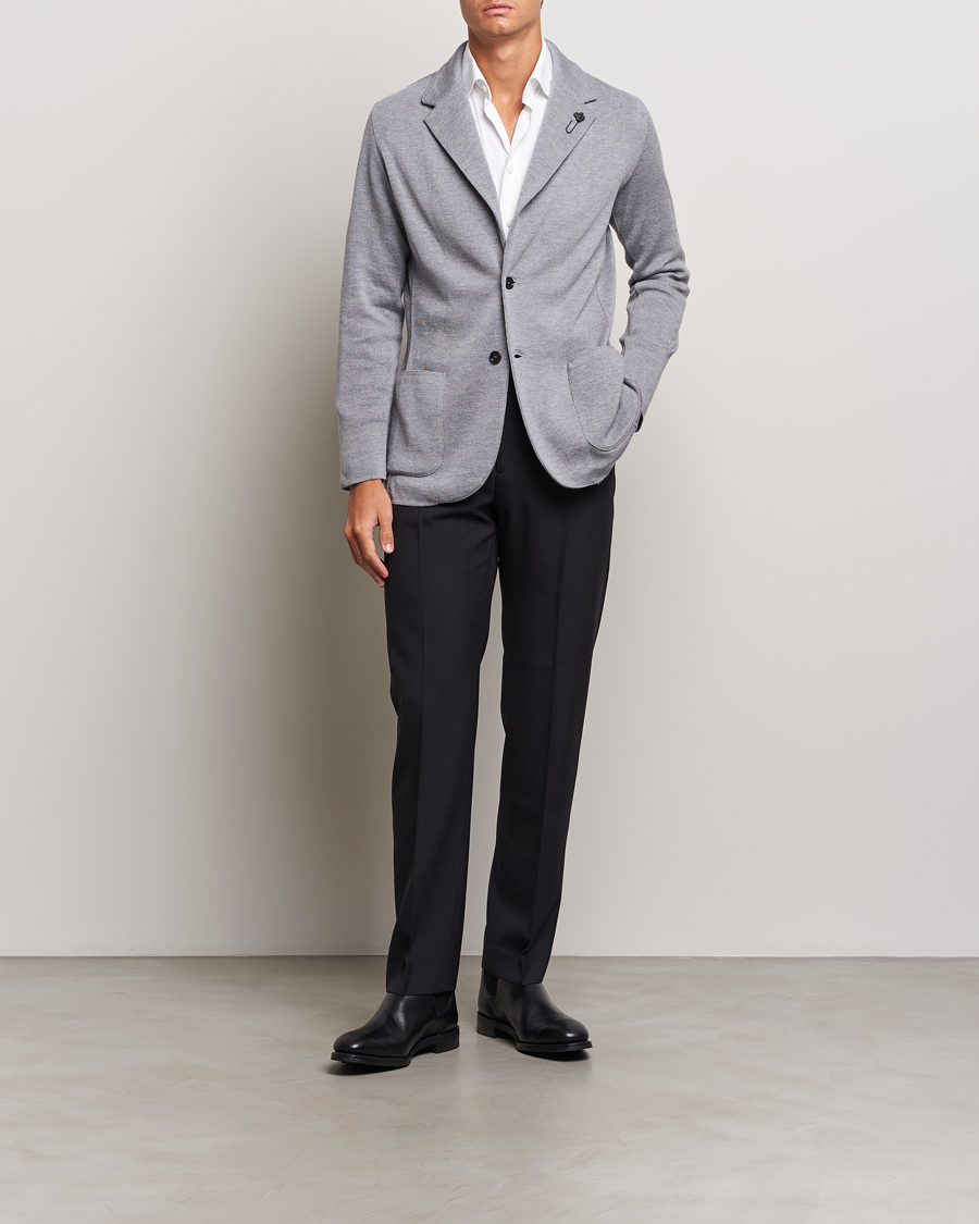 Homme | Blazers | Lardini | Knitted Wool Blazer Grey