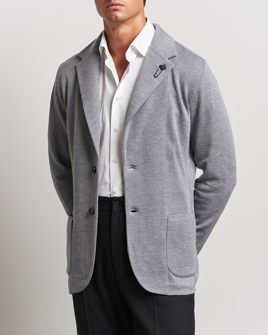 Homme | Blazers | Lardini | Knitted Wool Blazer Grey