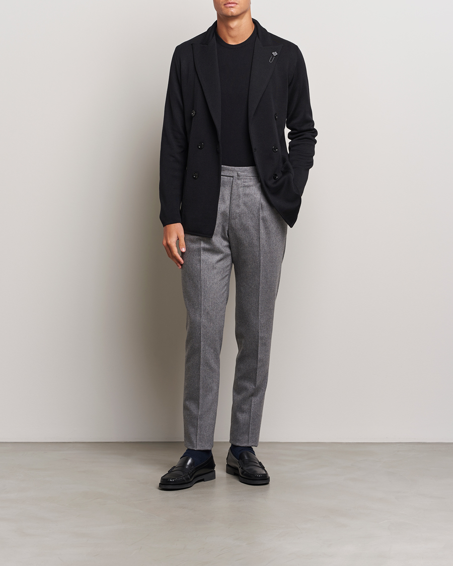 Homme | Blazers | Lardini | Knitted Double Breasted Wool Blazer Black