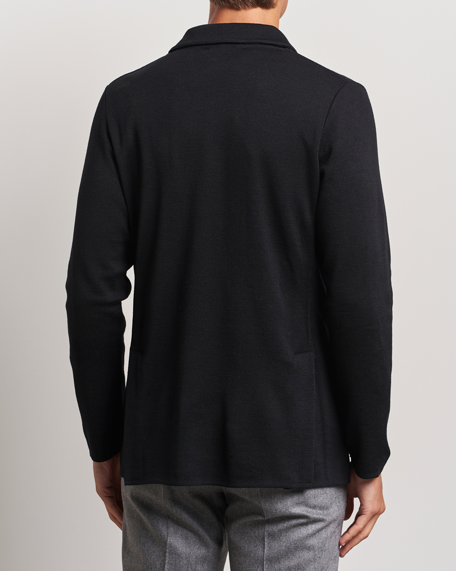 Homme | Blazers | Lardini | Knitted Double Breasted Wool Blazer Black