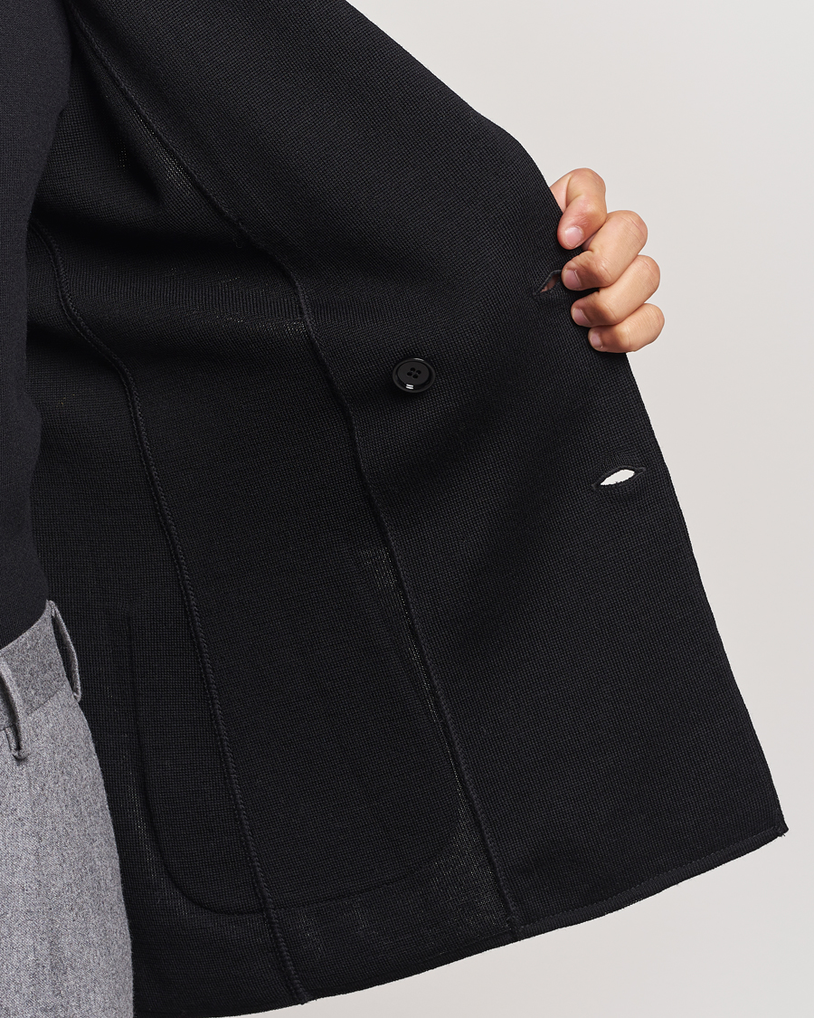 Homme | Blazers | Lardini | Knitted Double Breasted Wool Blazer Black