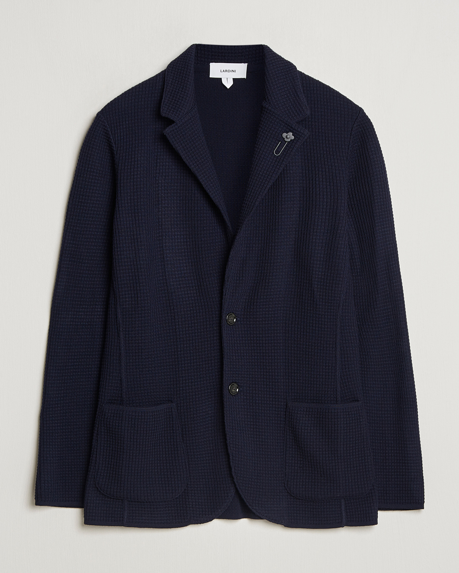 Homme | Blazers | Lardini | Knitted Structure Wool Blazer Navy