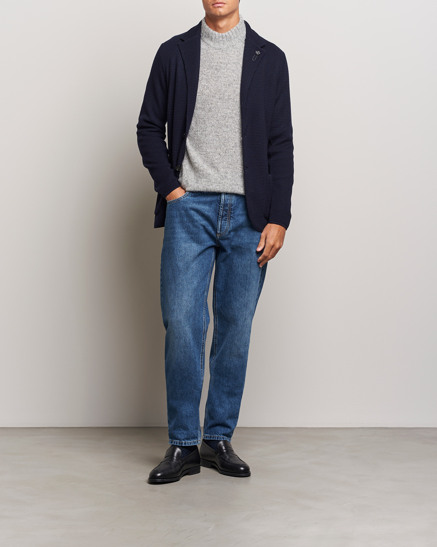 Homme | Blazers | Lardini | Knitted Structure Wool Blazer Navy