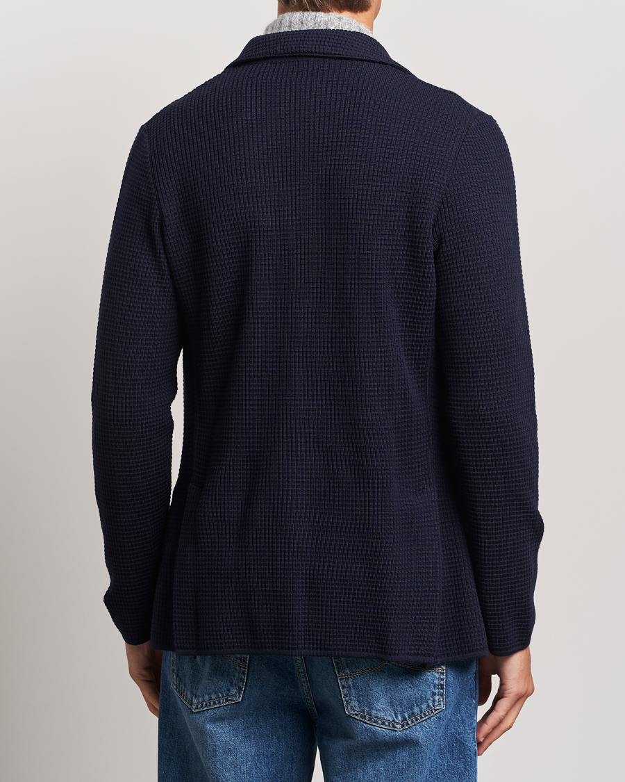 Homme | Blazers | Lardini | Knitted Structure Wool Blazer Navy