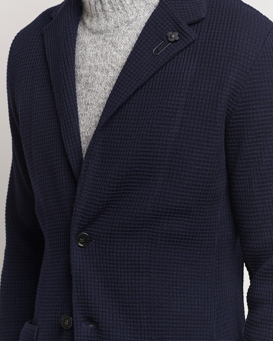Homme | Blazers | Lardini | Knitted Structure Wool Blazer Navy