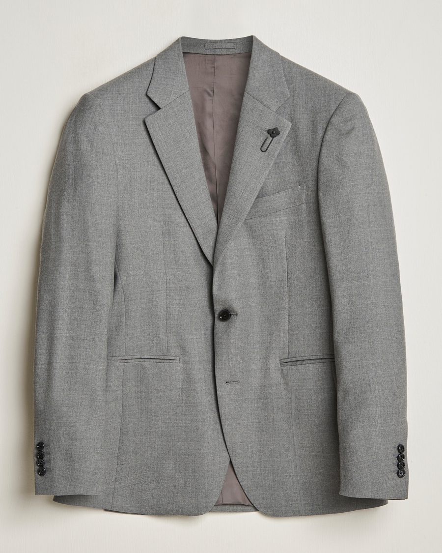 Homme | Blazers | Lardini | Wool Flannel Blazer Light Grey