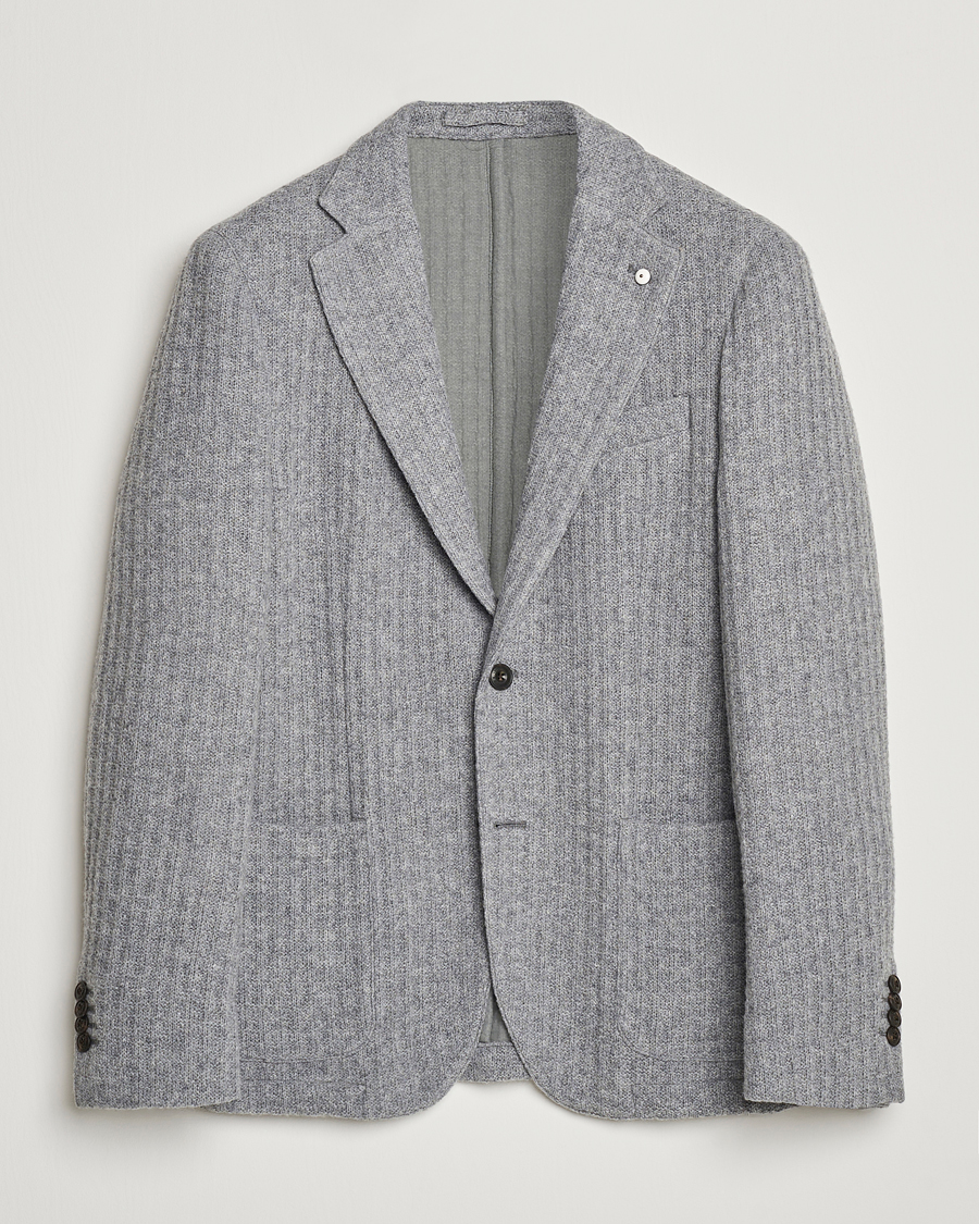 Homme | Blazers | L.B.M. 1911 | Knitted Punto Wool Structure Blazer Grey