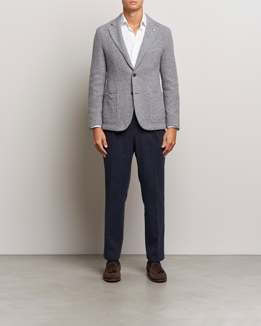 Homme | Blazers | L.B.M. 1911 | Knitted Punto Wool Structure Blazer Grey