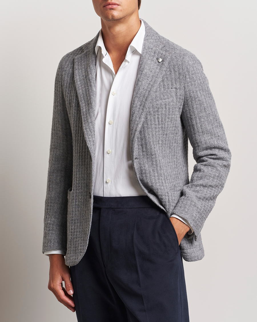Homme | Blazers | L.B.M. 1911 | Knitted Punto Wool Structure Blazer Grey