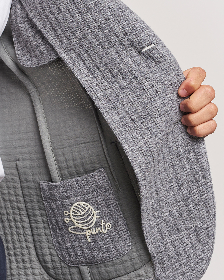 Homme | Blazers | L.B.M. 1911 | Knitted Punto Wool Structure Blazer Grey