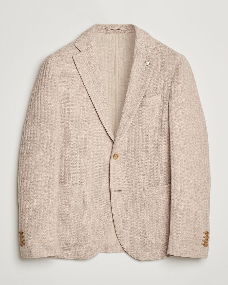 Homme | Blazers | L.B.M. 1911 | Knitted Punto Wool Structure Blazer Camel