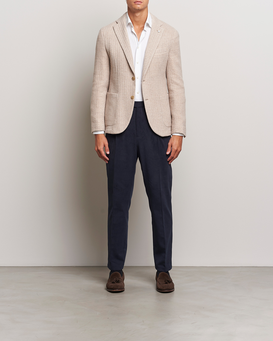 Homme | Blazers | L.B.M. 1911 | Knitted Punto Wool Structure Blazer Camel