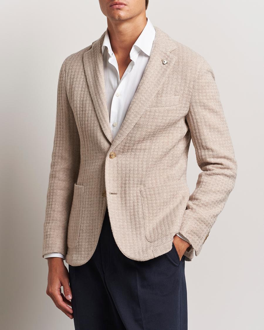 Homme | Blazers | L.B.M. 1911 | Knitted Punto Wool Structure Blazer Camel