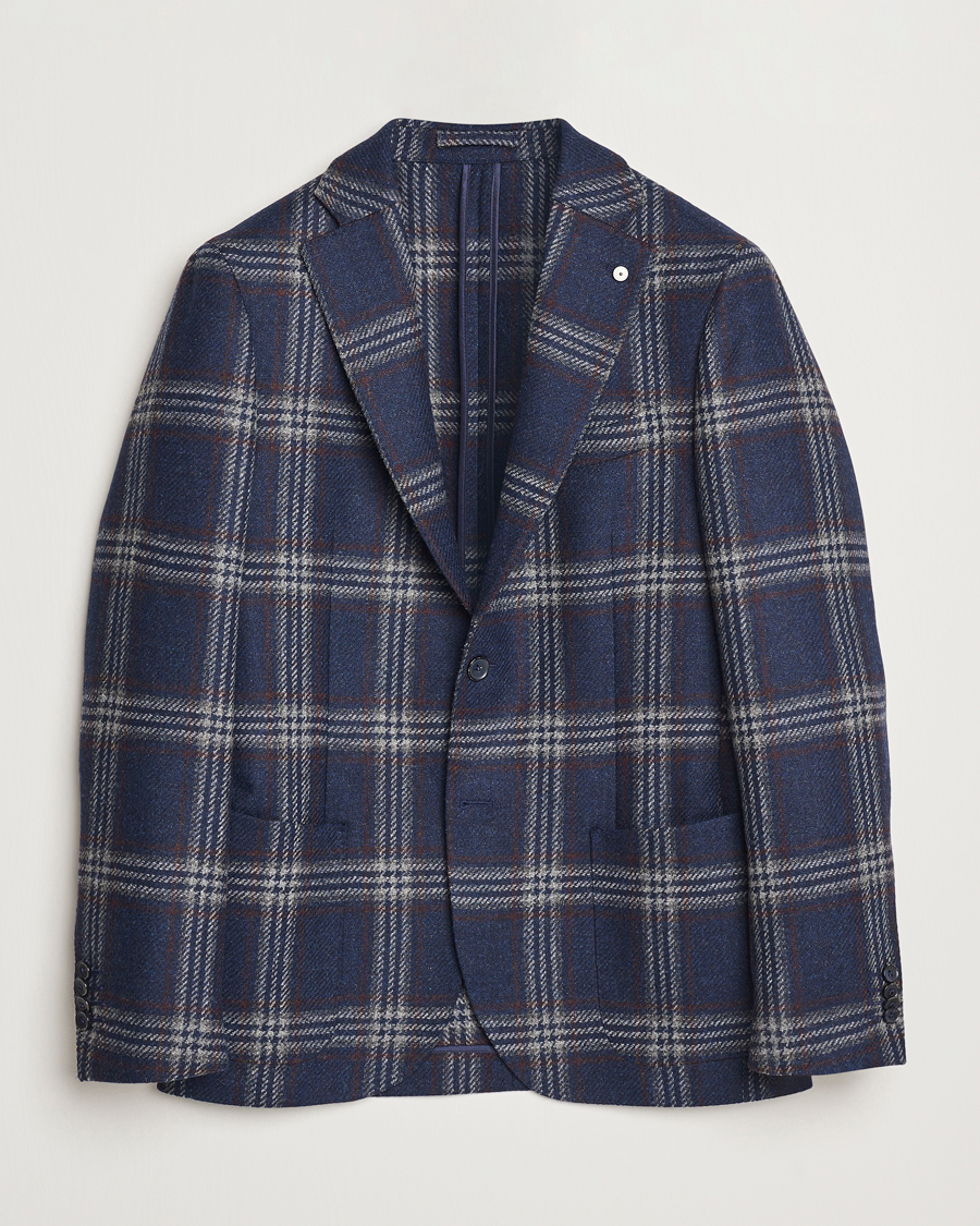 Homme | Blazers | L.B.M. 1911 | Jack Regular Checked Wool Blazer Navy