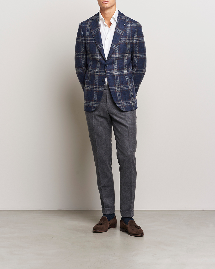 Homme | Blazers | L.B.M. 1911 | Jack Regular Checked Wool Blazer Navy