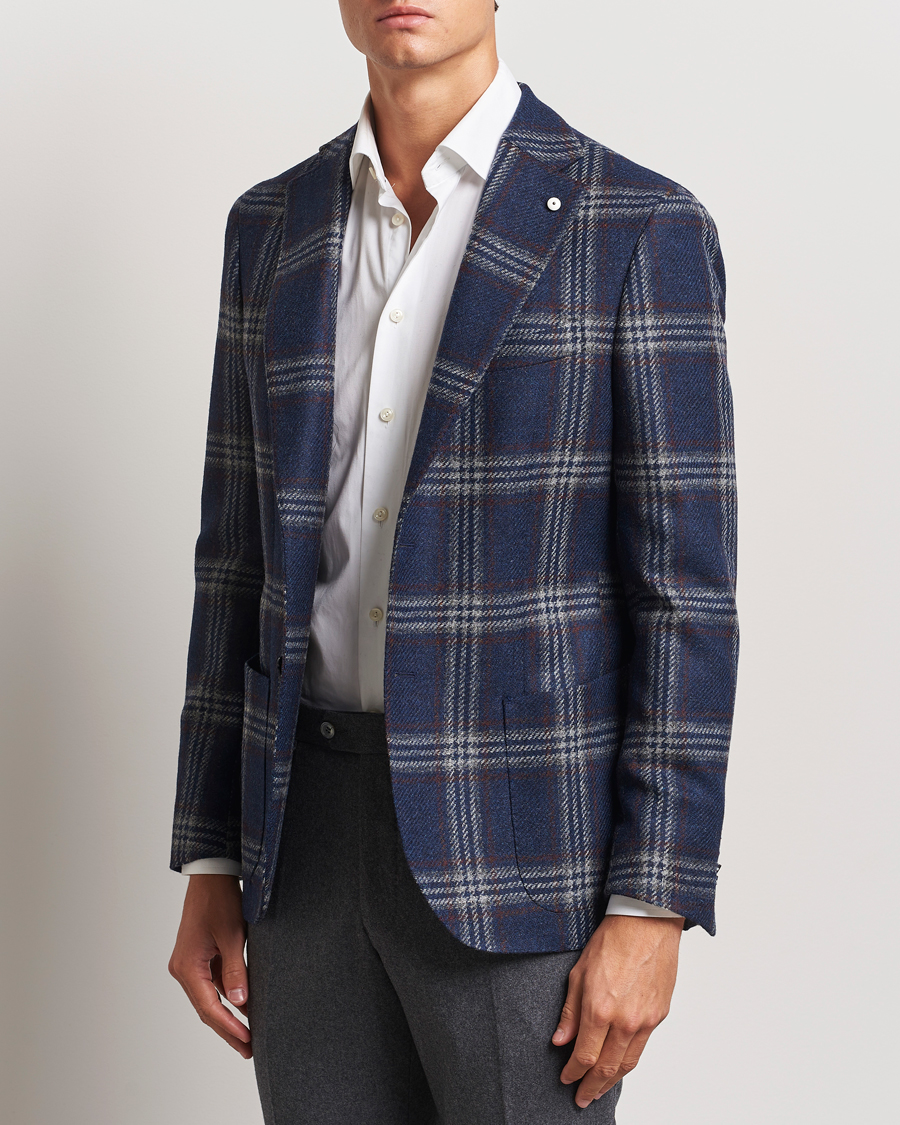 Homme | Blazers | L.B.M. 1911 | Jack Regular Checked Wool Blazer Navy