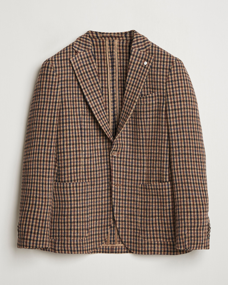 Homme | Blazers | L.B.M. 1911 | Jack Regular Small Check Wool Blazer Brown