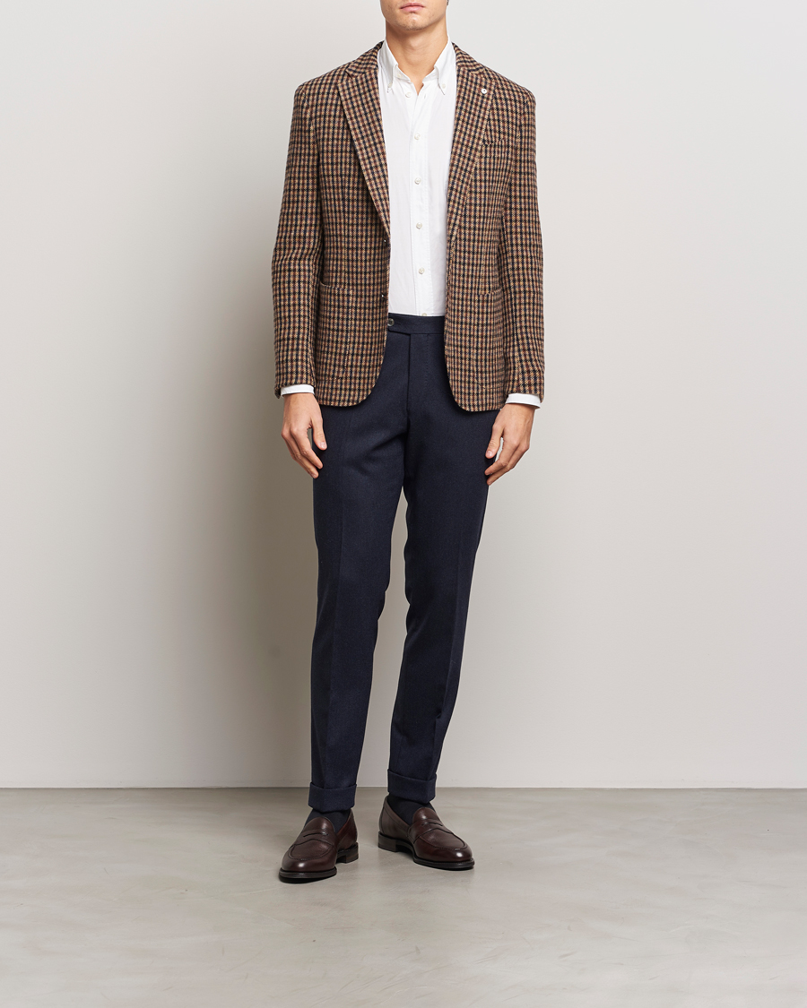Homme | Blazers | L.B.M. 1911 | Jack Regular Small Check Wool Blazer Brown