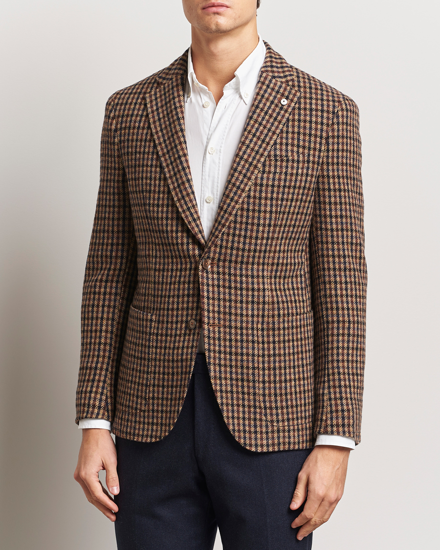Homme | Blazers | L.B.M. 1911 | Jack Regular Small Check Wool Blazer Brown