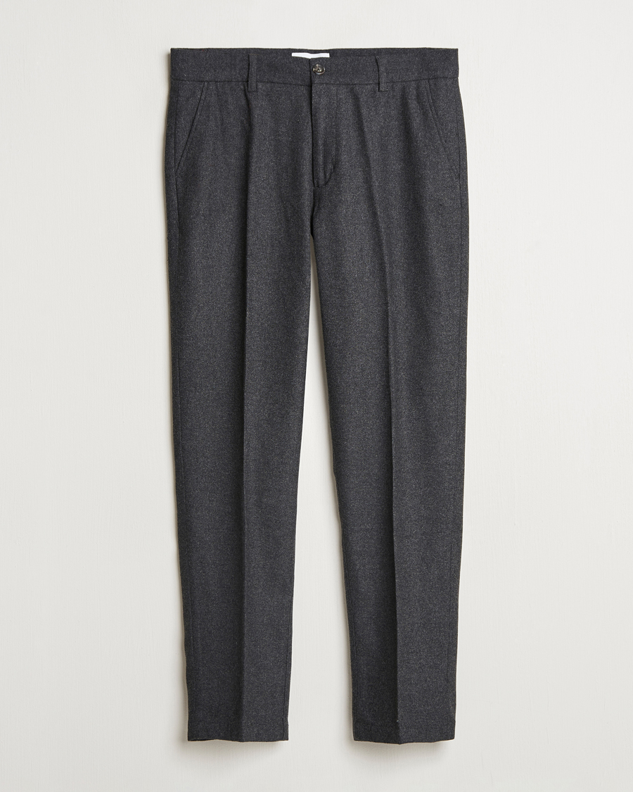 Homme | Pantalons | LES DEUX | Como Reg Wool Pants Charcoal Melange