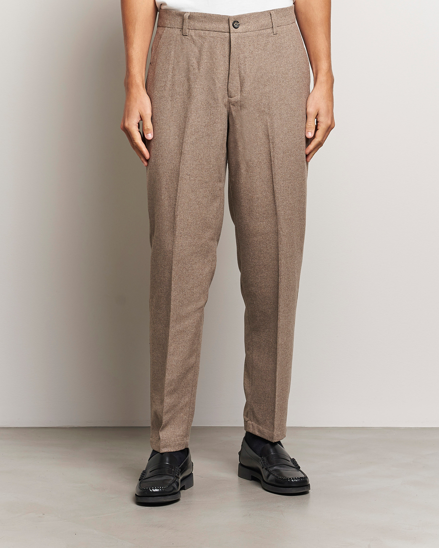 Homme | Pantalons | LES DEUX | Como Reg Wool Pants Desert Taupe Melange