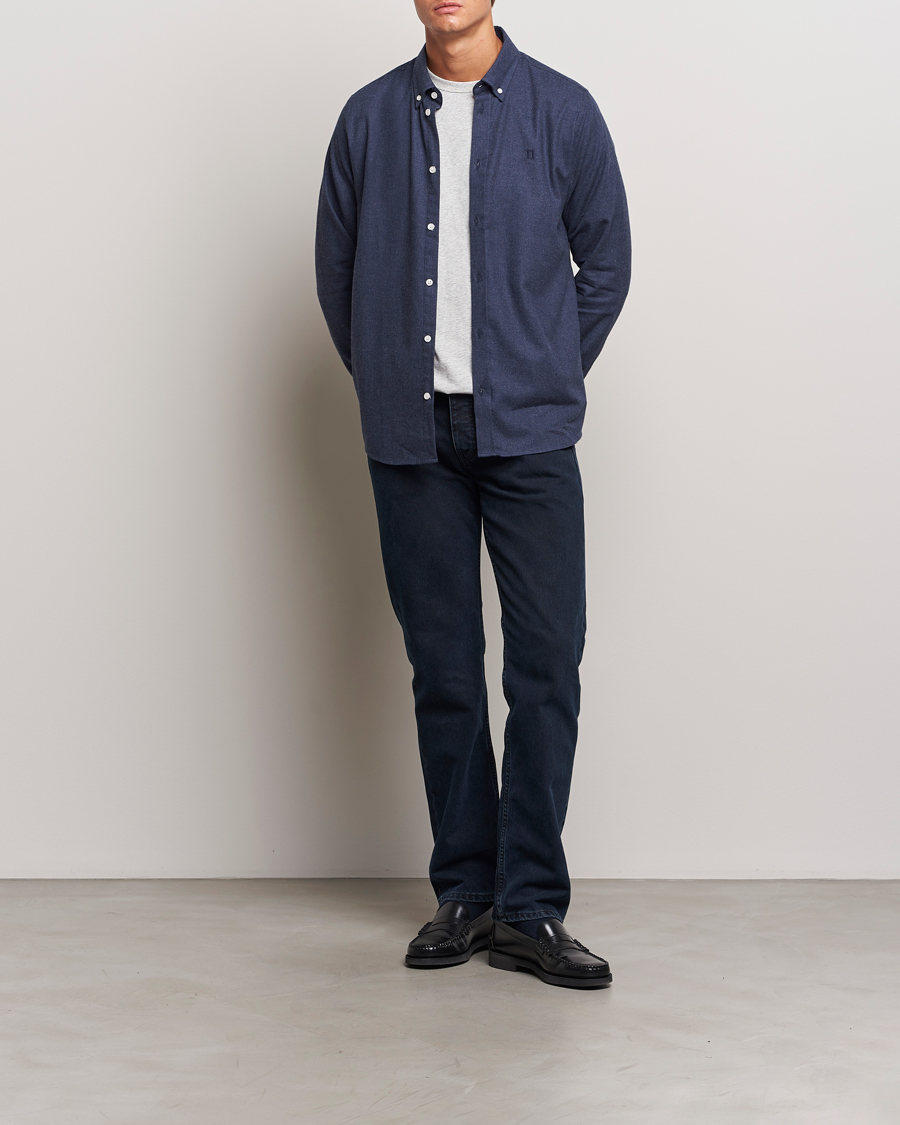 Homme | Chemises | LES DEUX | Dessert Reg Shirt Dark Navy Melange
