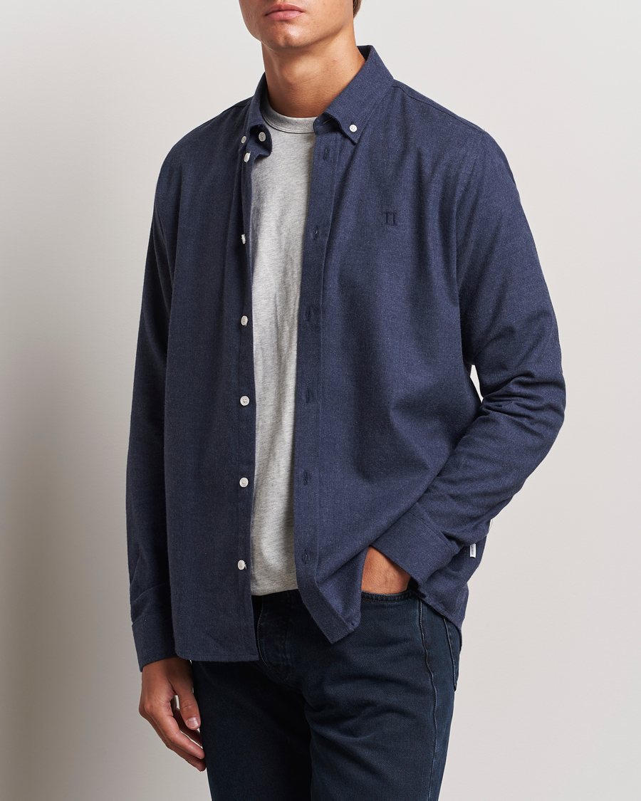 Homme | Chemises | LES DEUX | Dessert Reg Shirt Dark Navy Melange
