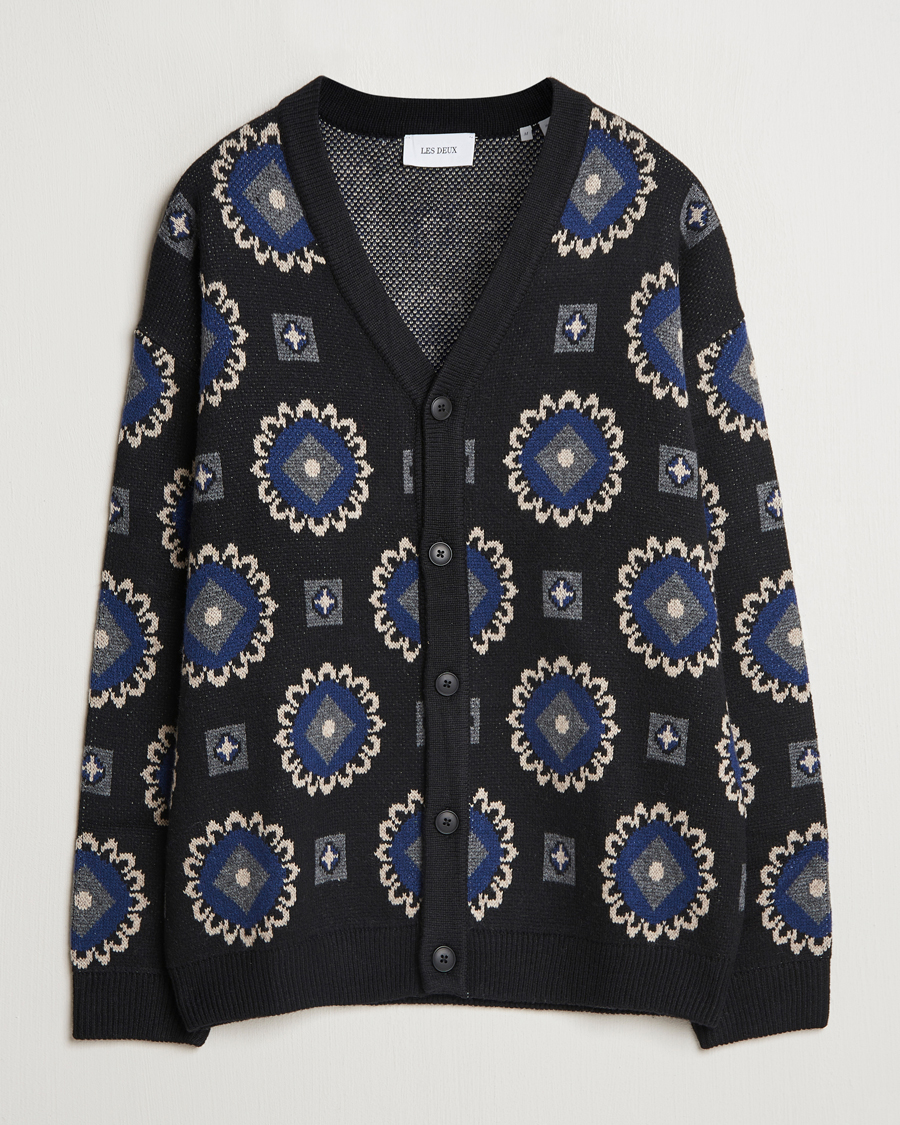 Homme | Pulls Et Tricots | LES DEUX | Aro Paisley Cardigan Black/Blueprint