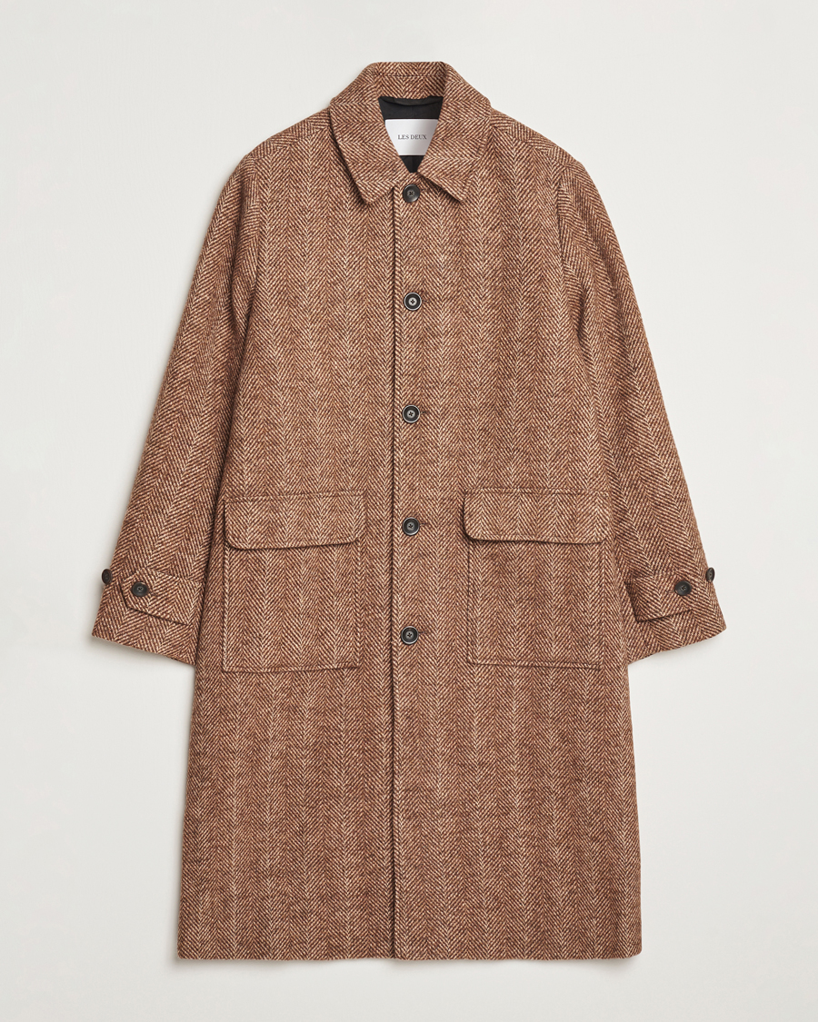 Homme | Manteaux Et Vestes | LES DEUX | Maximilian Herringbone Coat Coffe Brown