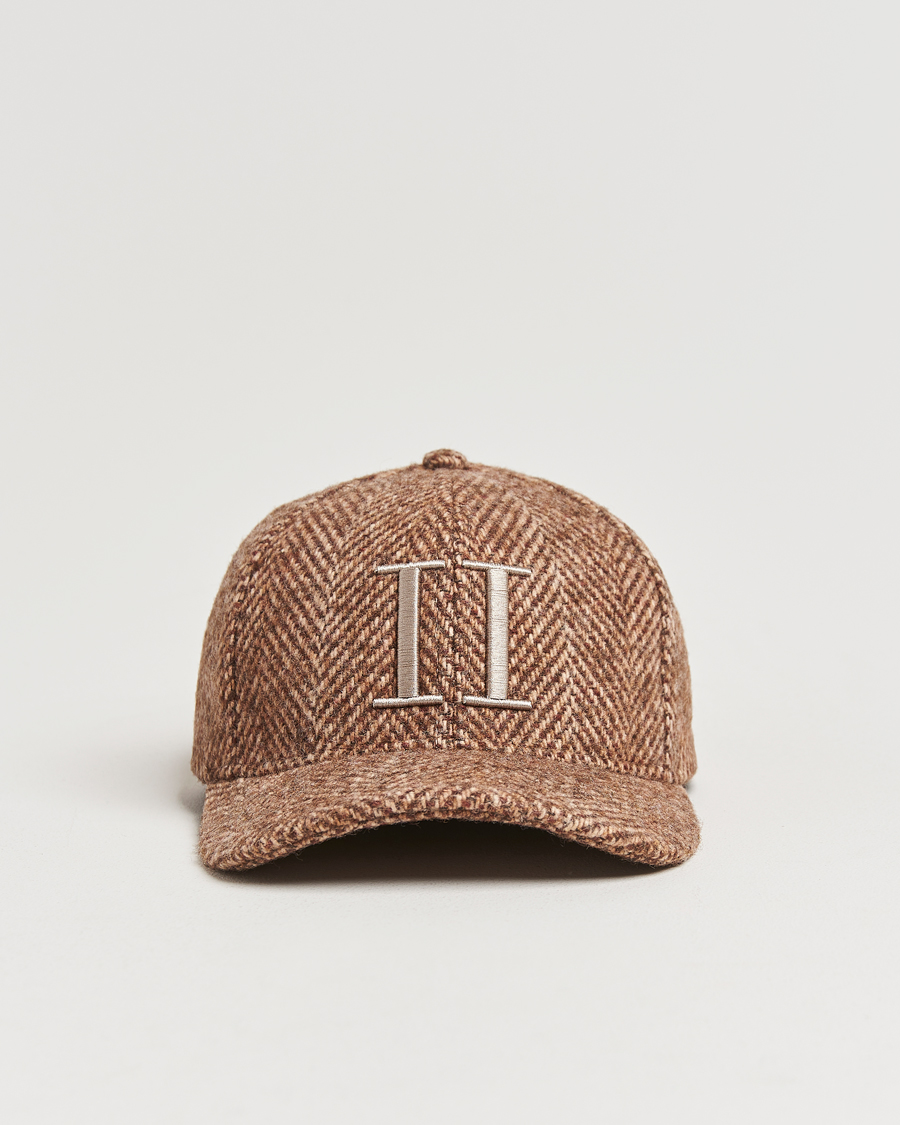 Homme | Les Deux Herringbone Baseball Cap Coffee Brown | LES DEUX | Herringbone Baseball Cap Coffee Brown