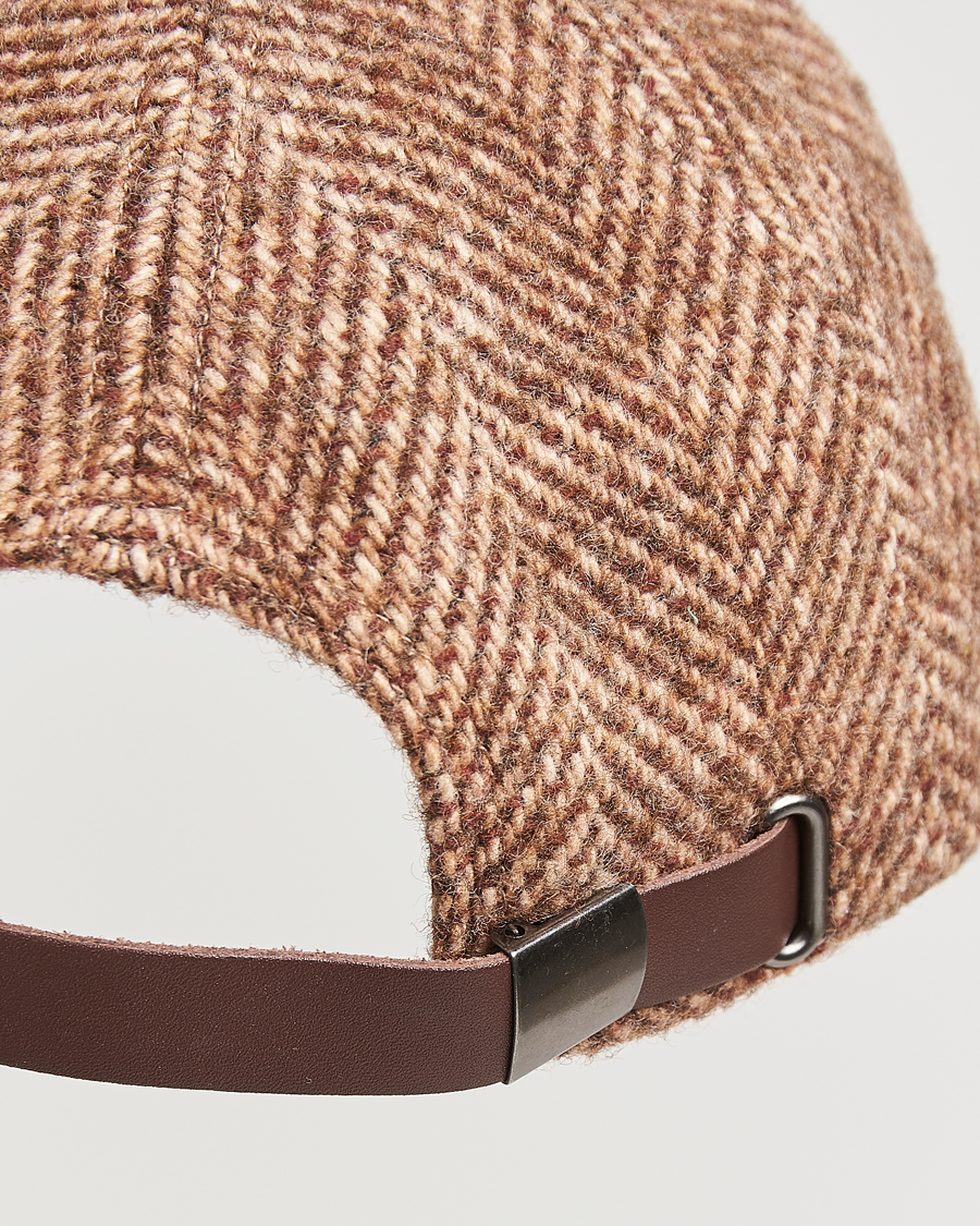 Homme | Les Deux Herringbone Baseball Cap Coffee Brown | LES DEUX | Herringbone Baseball Cap Coffee Brown