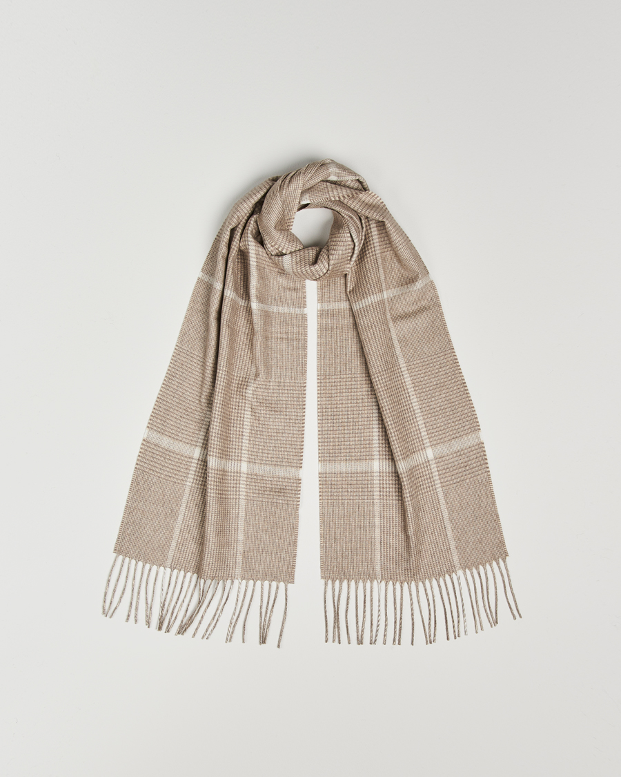 Homme | Piacenza Cashmere Cashmere/Silk Overcheck Scarf Beige | Piacenza Cashmere | Cashmere/Silk Overcheck Scarf Beige