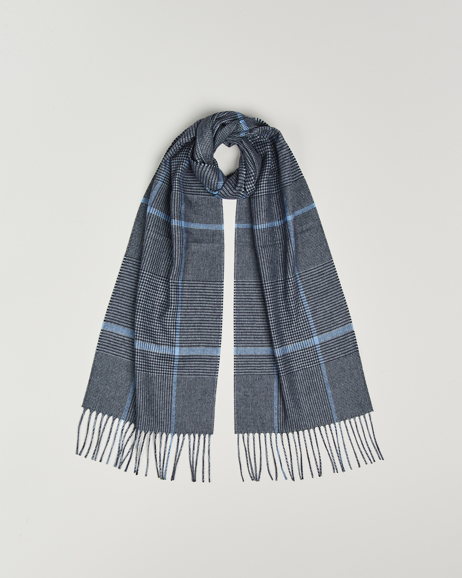 Homme | Piacenza Cashmere Cashmere/Silk Overcheck Scarf Dark Blue | Piacenza Cashmere | Cashmere/Silk Overcheck Scarf Dark Blue