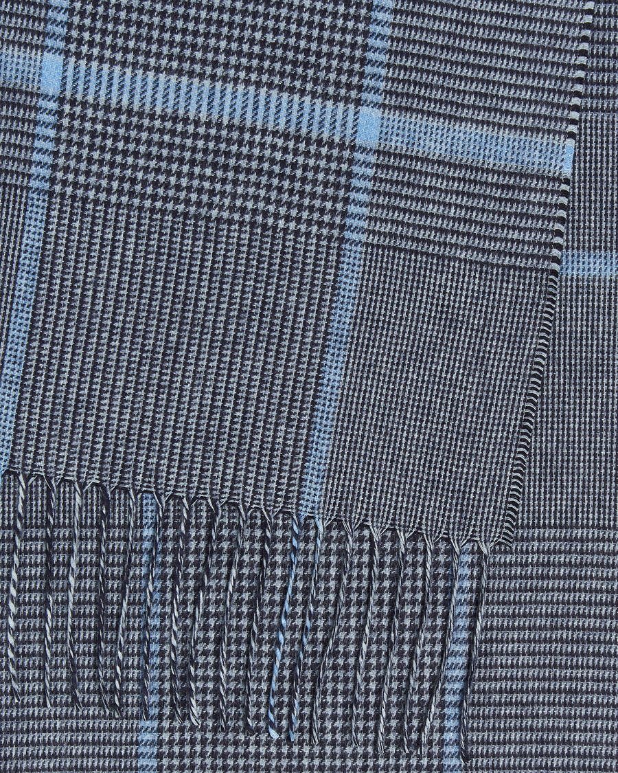 Homme | Piacenza Cashmere Cashmere/Silk Overcheck Scarf Dark Blue | Piacenza Cashmere | Cashmere/Silk Overcheck Scarf Dark Blue