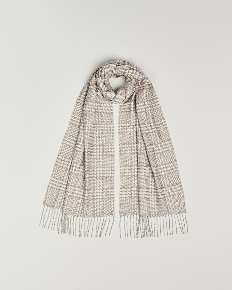 Homme | Piacenza Cashmere Cashmere/Silk Houndstooth Scarf Light Beige | Piacenza Cashmere | Cashmere/Silk Houndstooth Scarf Light Beige