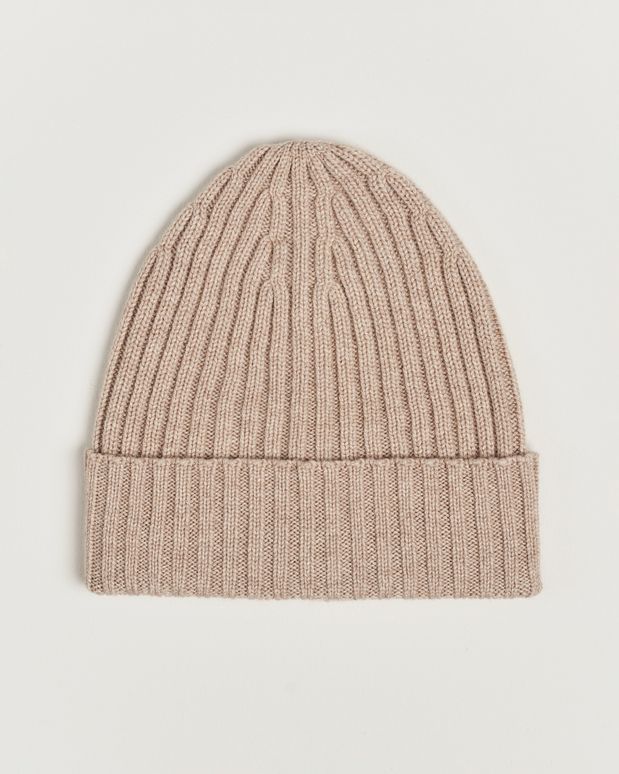 Homme | Piacenza Cashmere Ribbed Cashmere Beanie Light Beige | Piacenza Cashmere | Ribbed Cashmere Beanie Light Beige