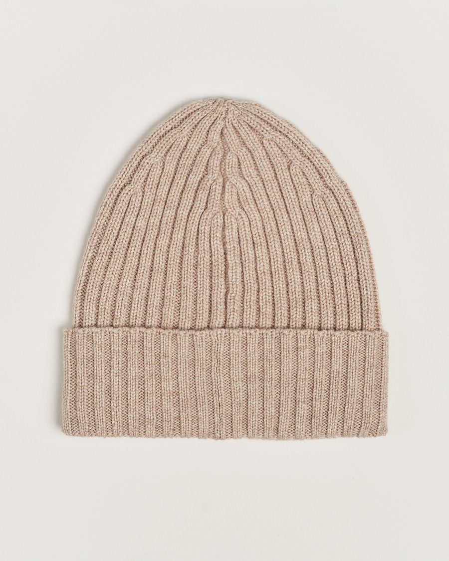 Homme | Piacenza Cashmere Ribbed Cashmere Beanie Light Beige | Piacenza Cashmere | Ribbed Cashmere Beanie Light Beige