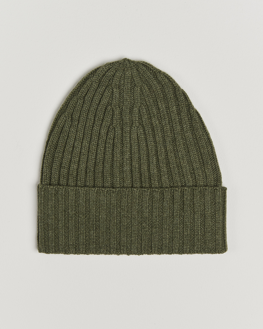 Homme | Piacenza Cashmere Ribbed Cashmere Beanie Olive | Piacenza Cashmere | Ribbed Cashmere Beanie Olive
