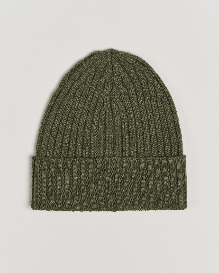 Homme | Piacenza Cashmere Ribbed Cashmere Beanie Olive | Piacenza Cashmere | Ribbed Cashmere Beanie Olive