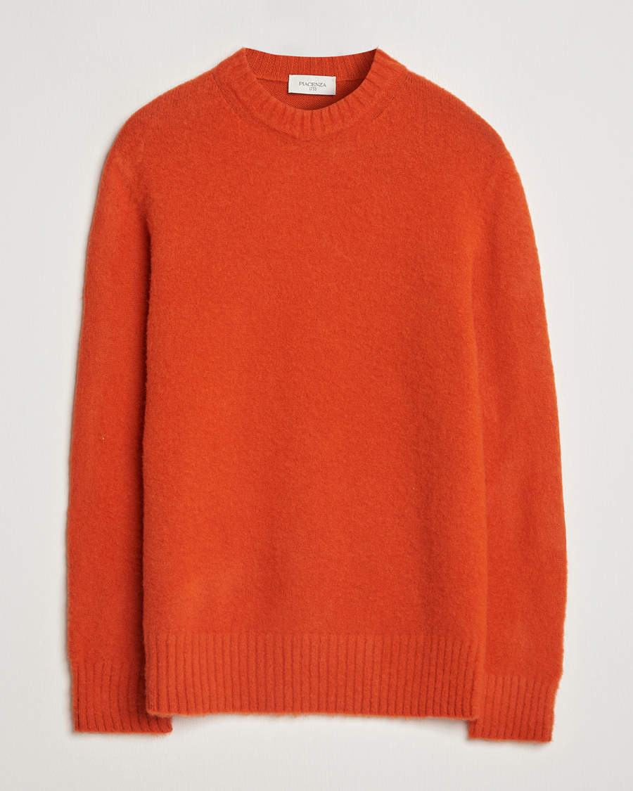 Homme | Pulls Et Tricots | Piacenza Cashmere | Brushed Wool Crew Neck Orange