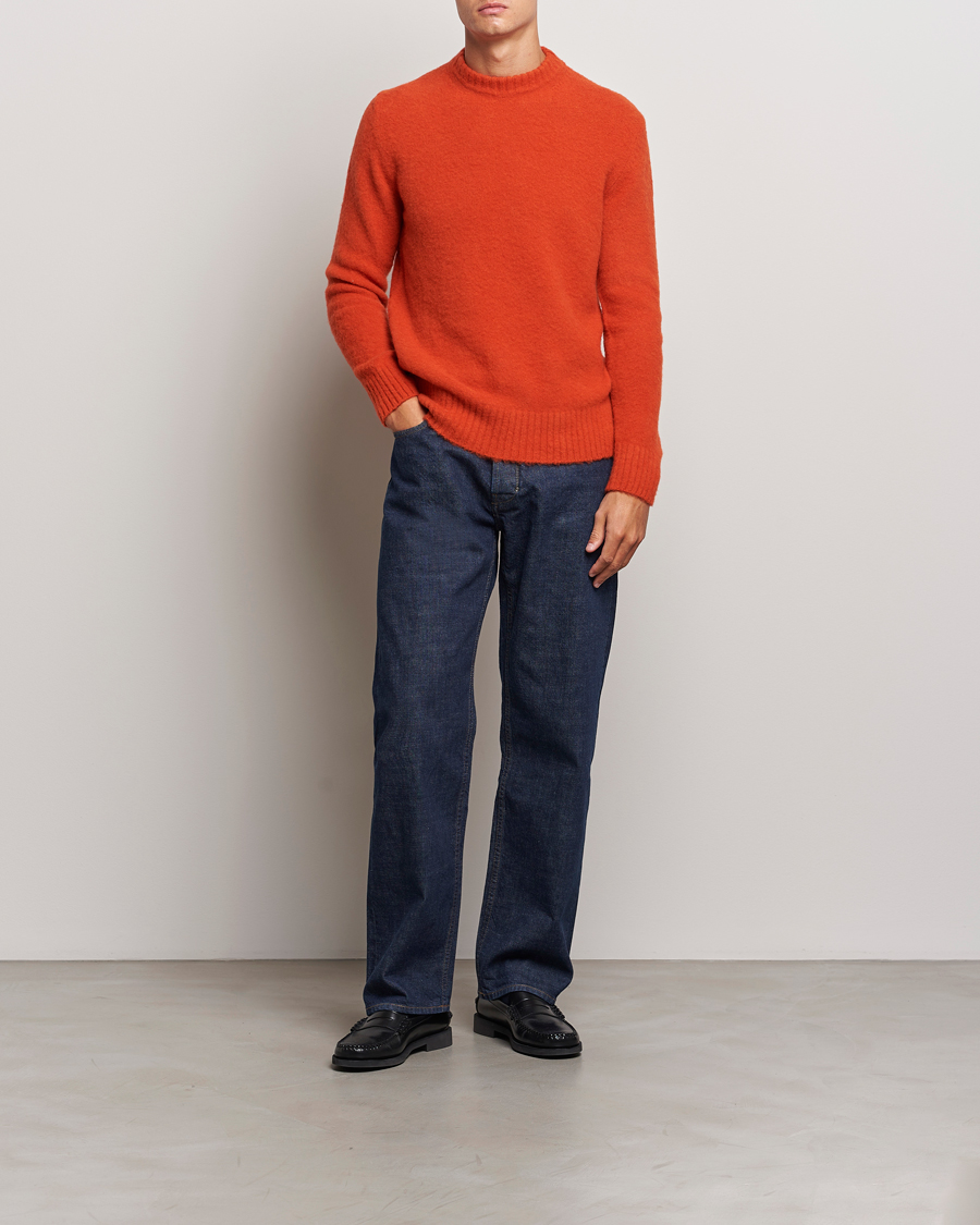 Homme | Pulls Et Tricots | Piacenza Cashmere | Brushed Wool Crew Neck Orange