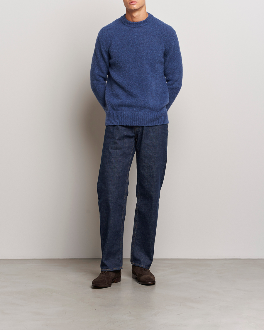 Homme | Pulls Et Tricots | Piacenza Cashmere | Brushed Wool Crew Neck Blue Melange