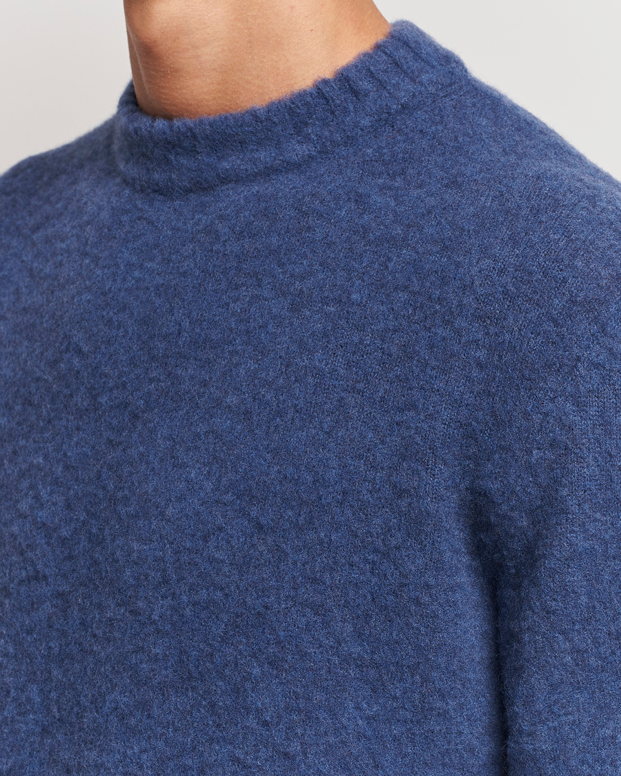 Homme | Pulls Et Tricots | Piacenza Cashmere | Brushed Wool Crew Neck Blue Melange