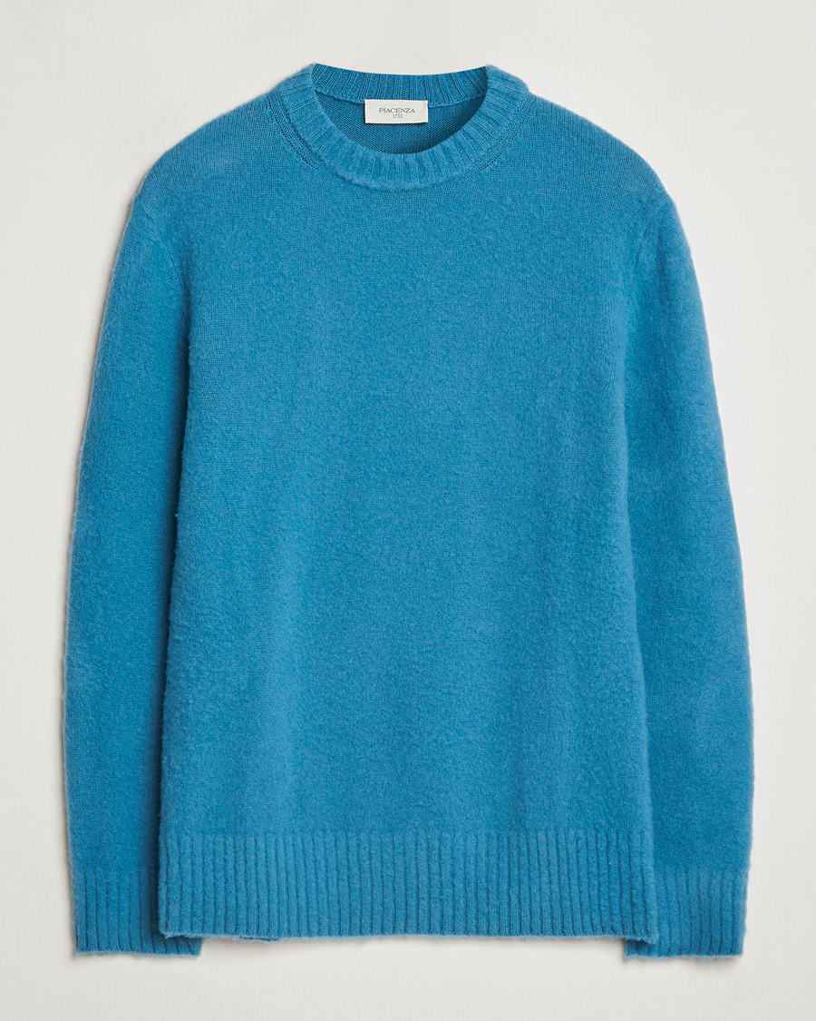 Homme | Pulls Et Tricots | Piacenza Cashmere | Brushed Wool Crew Neck Sky Blue