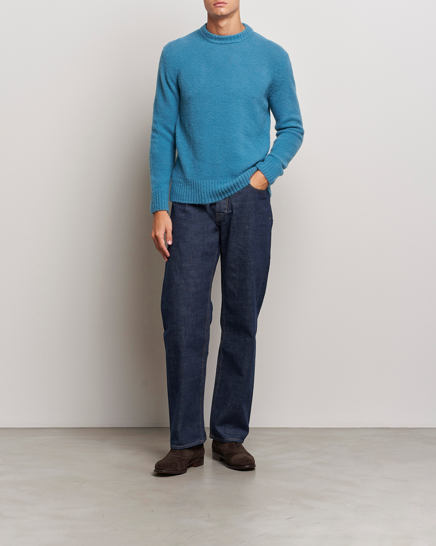 Homme | Pulls Et Tricots | Piacenza Cashmere | Brushed Wool Crew Neck Sky Blue