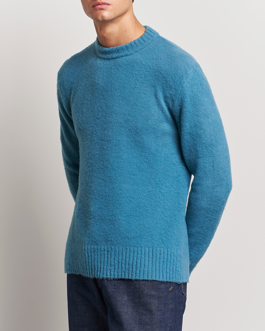 Homme | Pulls Et Tricots | Piacenza Cashmere | Brushed Wool Crew Neck Sky Blue