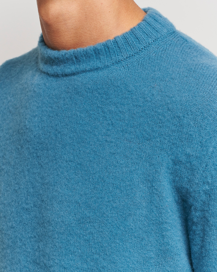 Homme | Pulls Et Tricots | Piacenza Cashmere | Brushed Wool Crew Neck Sky Blue