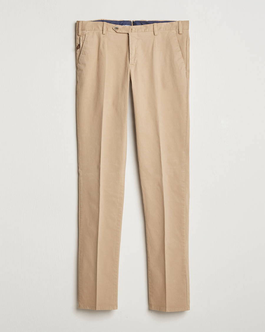 Homme | Pantalons | PT01 | Slim Fit Pleated Cotton Trousers Beige